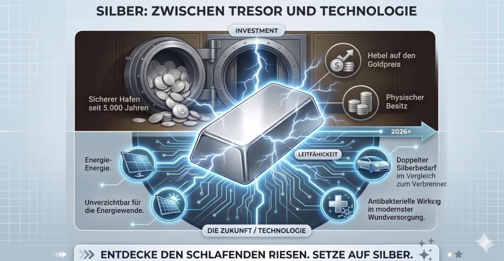 Silber: Zwischen Tresor und Technologie Infografik mit Grafiken zu der Zukunft von Silber