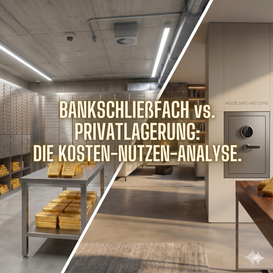 Lektion 42. Ein Raum mit Goldbarren und einem Bankschließfach im Vergleich zur Privatlagerung.